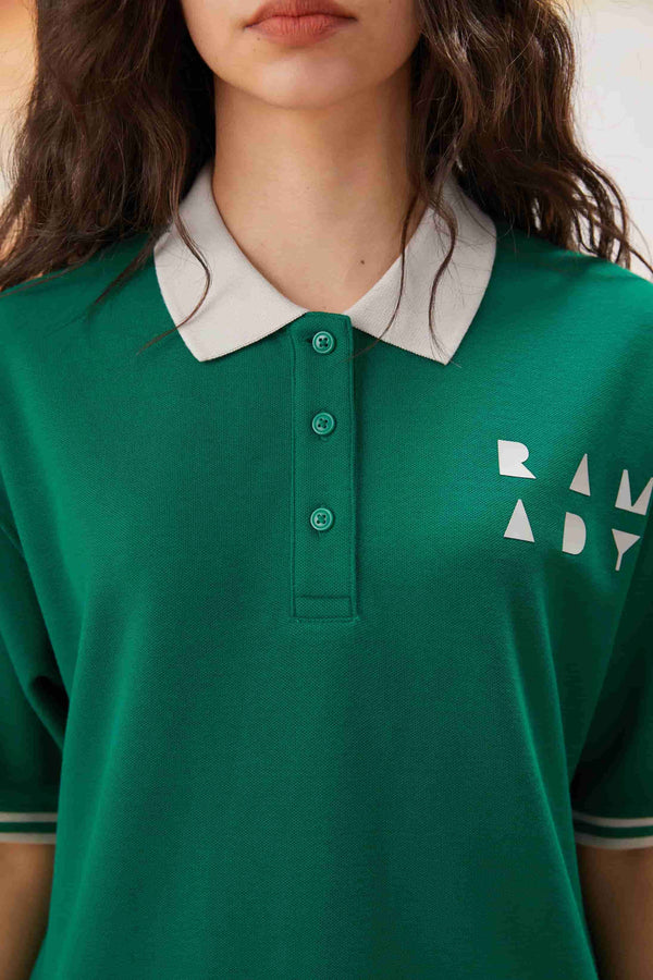 Women’s green Saudi vibe polo t-shirt with white collar